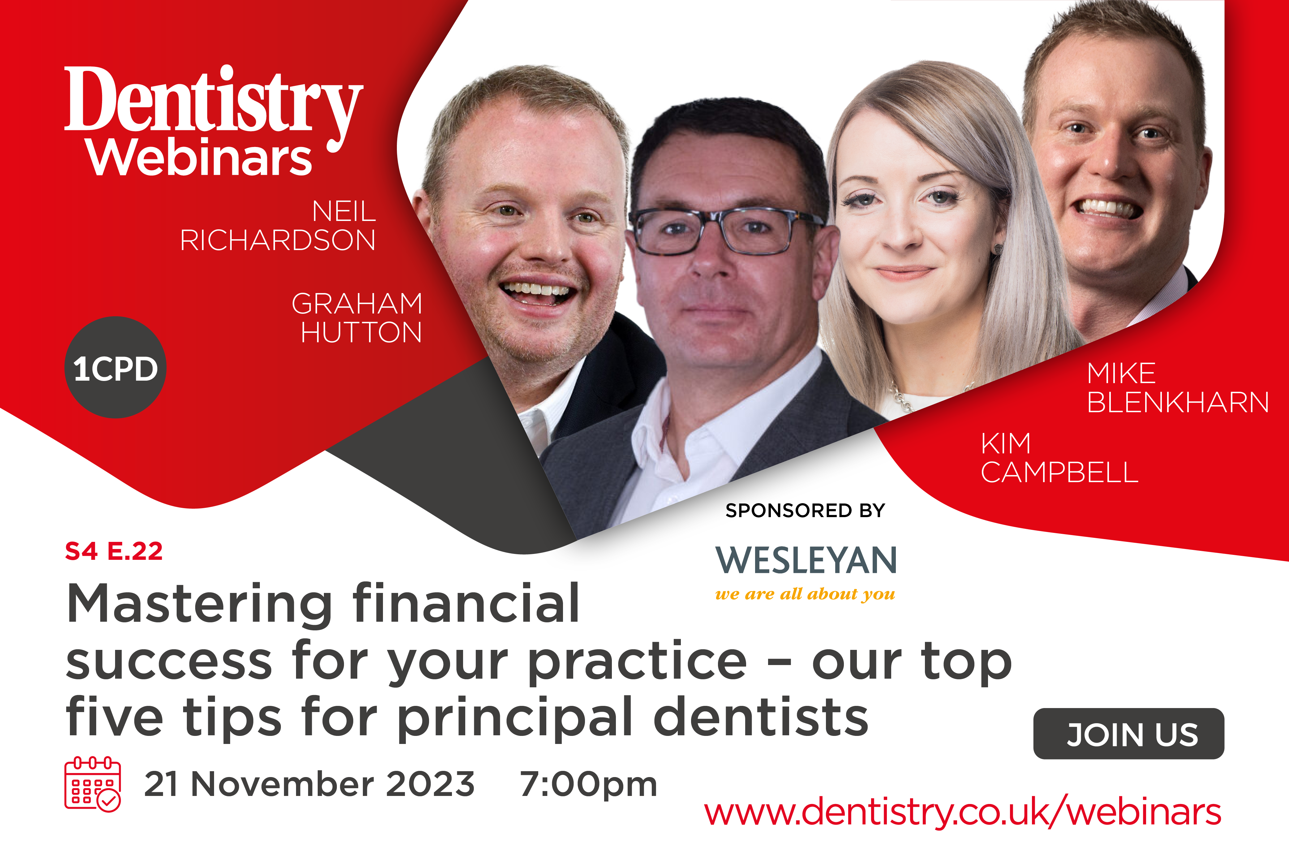 Join Neil Richardson on Tuesday 21 November 2023 at 7pm as he discusses mastering financial success for your practice with an expert panel.