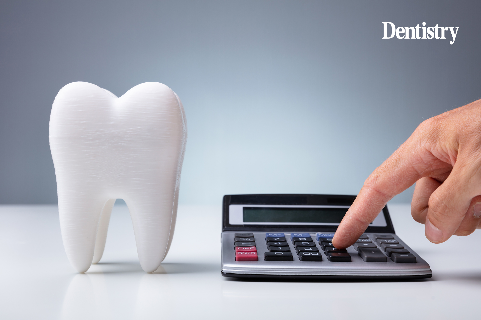 Tooth and calculator representing the value that a broker can add to your dental practice